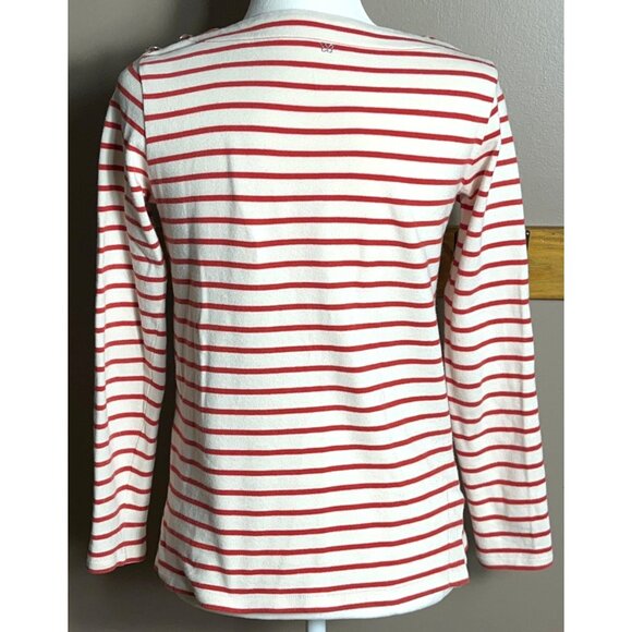MaxMara Weekend Shirt Red Cream Stripe Cotton Breton Casual Top Womens S - Picture 2 of 12